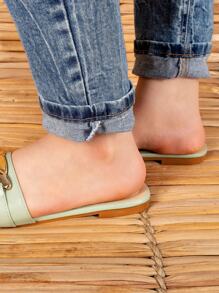 Women Flat Sandals - Olive Green - View 5