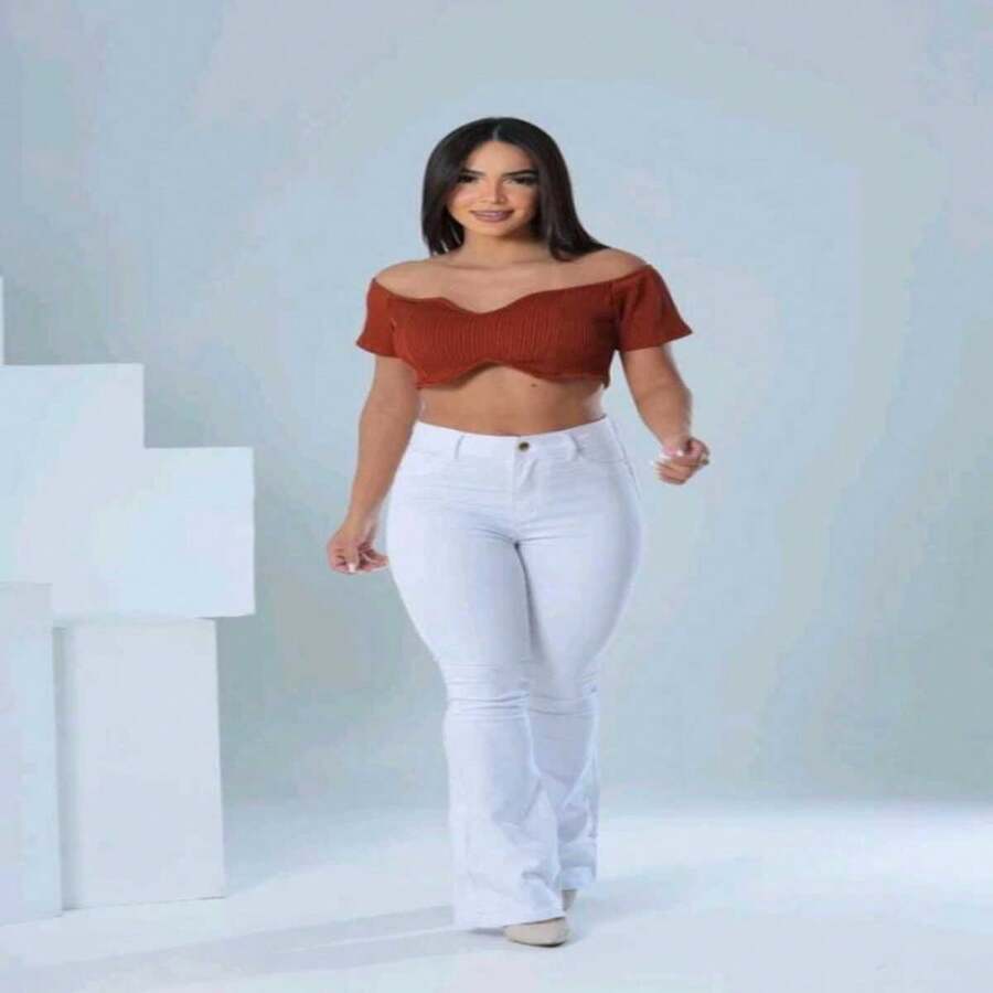 Calça Jeans Feminina Flare Branca Enfermagem - Branco - Visão 1