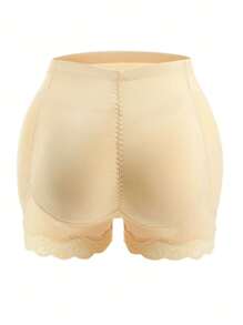 1pc Women's Shaping Shorts With Lace Trim, Butt Lifting, Tummy Control, Detachable Sponge Pad