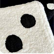 1pc Creative Wooden Footstool With Dice Pattern Design For Shoe Changing And Sitting, Living Room Children's Low Stool - Black and White - View 3