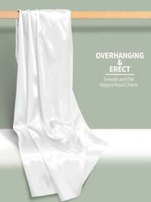 1入組白色緞面仿真絲布料,可用於服裝diy、桌布、婚禮裝飾材料 - 白色 - 查看 3