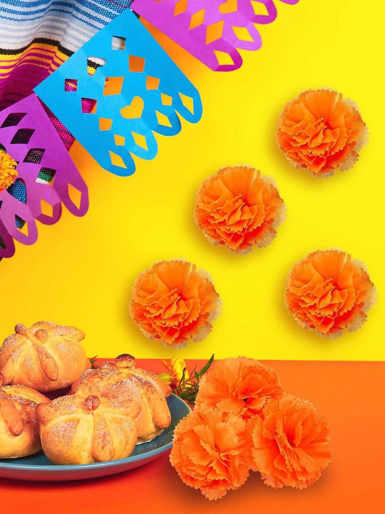 25pcs Marigold Flower Heads Mexican Artificial Marigold Flowers