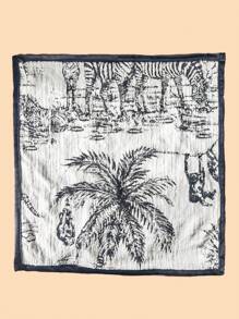 1pc Random Black & White Animal Printed Chenille Throw Pillowcase - Black and White - View 6