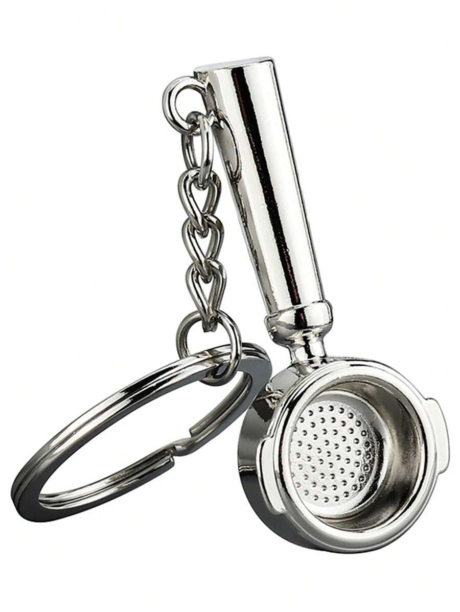 1PC Fashion Silver Color Portable Alloy Coffee Filter Pendant Keychain Backpack Pendant Car Key Ring Women Man Jewelry Accessory Bag Accessories Gift, Gift, Accessories, Decor For Teen Girls Women College Students,Rookies & White-Collar Workers Key Chain Charms - Silver - View 1