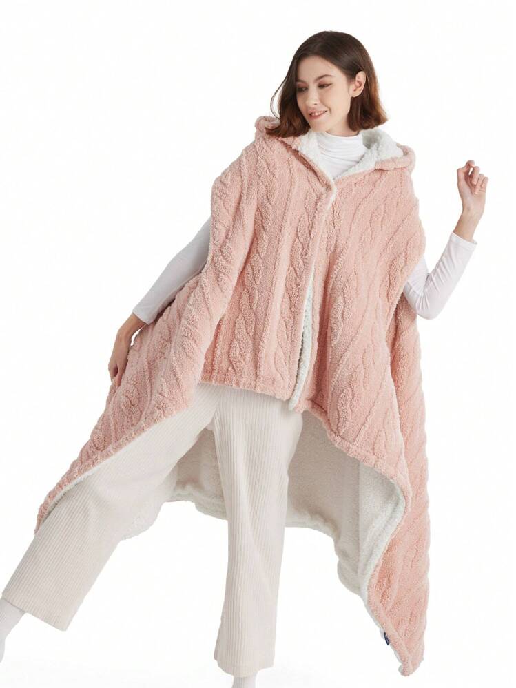 Wearable Blanket Hooded Poncho Blanket Wearable Throw Blanket Wrap With Botton Warm Sherpa Blanket Cape For Adults The Perfect Gift For Women Ladies Wearable Blanket Fabric Wearable Blankets No Sleeve...