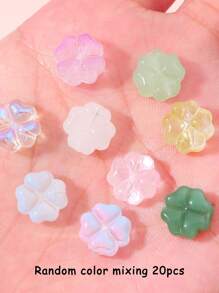 20 Hạt Thủy Tinh Tự Làm Hình Cỏ Bốn Lá Ngẫu Nhiên - Nhiều màu - Xem 3
