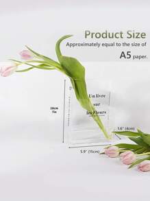 1pc Ins Style Acrylic Book Shaped Flower Vase For Living Room, Bedroom, Study, Office Decoration,Home Decor,Flower Vase,Centerpiece,Table Decor Room Decor Glass Vase - Clear - View 3