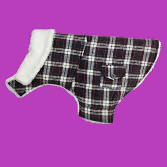 1 st vadderad rutig husdjursjacka med justerbar kardborredesign på bröst och midja, lämplig för olika katt- och hundbyggnader, höst/vinter