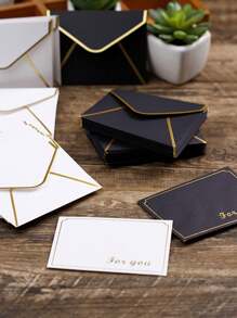 5pcs/10pcs Vip Membership Envelope Set Including Membership Card Envelope, Greeting Card Envelope, Miniature Bank Card Envelope, Passport Stamp Style Envelope For Id Card Storage, Matte Black Membership Card - Black - View 3