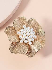 1pc Gold Flower Ring Personalized Fashion Retro Ring Exaggerated Flower Opening Index Finger Ring Bridal Girl Ring - Gold - View 2