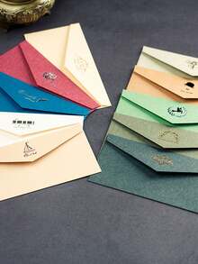 5入組/10入組金箔信封,辦公室信封,手寫字母包裝紙,婚禮請柬,朋友們,華麗復古藍色的信封