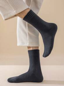 1 双男士中筒袜，黑色保暖内衬超厚保暖长袜，适合睡眠 - 深灰色 - 查看 6
