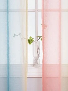 1pc Minimalist Style Lightweight Ombre Room Divider Voile Curtain For Living Room, Bedroom, Balcony Or Sunroom Decoration - Pink - View 5