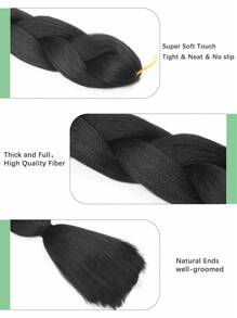 40英寸预拉伸编织接发，单包，低温合成纤维编织接发，专业合成纤维钩编多色辫子，适合女性和儿童日常佩戴、节日和角色扮演，柔软Yaki纹理，可加热定型，165克/包，编织接发，适合万圣节、新年、狂欢节、音乐节和圣诞节礼物 - 黑色 - 查看 9