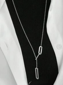 1 件不锈钢长款可调节流苏链吊坠项链，时尚男女通用配饰，适合女士日常佩戴、派对、防水珠宝礼物，适合情人节、妈妈、母亲、母亲节、礼物 - 銀色 - 查看 1