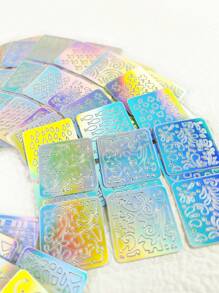 24张混合激光镂空贴纸，美甲印花板套装，美甲镂空贴纸，美甲板模板，美甲印花凝胶模板，家用美甲沙龙套装，美甲用品，美甲工具，美甲艺术工具，返校季，美甲，美甲工具（适用于按压式美甲），修甲工具 - 彩色 - 查看 8