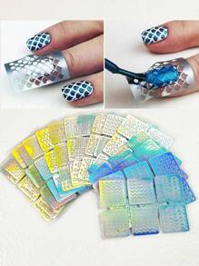 24张混合激光镂空贴纸，美甲印花板套装，美甲镂空贴纸，美甲板模板，美甲印花凝胶模板，家用美甲沙龙套装，美甲用品，美甲工具，美甲艺术工具，返校季，美甲，美甲工具（适用于按压式美甲），修甲工具 - 彩色 - 查看 1