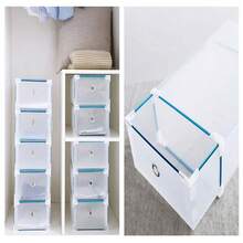 1pc Drawer Style Shoe Box Table Desktop Storage Box, Dustproof, Makeup And Cosmetic Organized Container, White - White - View 6