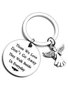 1入懷念鑰匙圈禮物,帶天使吊飾和關於失去摯愛的引言,也適合祖父母 - 銀色 - 查看 1