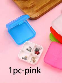 1pc Medicine Box, Jewelry Storage Box, Pill Organizer, Portable Pill Box, Mini Medicine Storage Organization, Cute Pill Case, Household & Travel Accessories - Pink - View 3