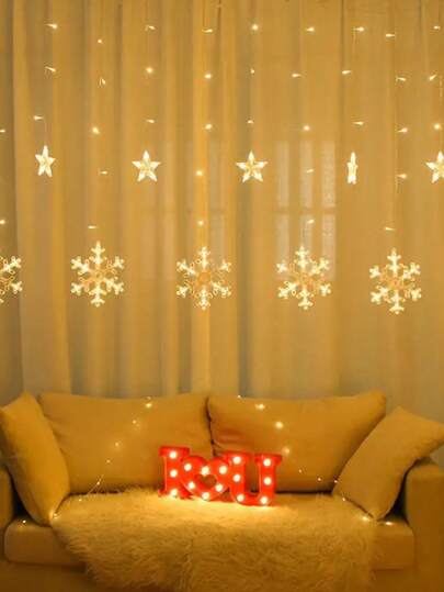 Cortina Luz Led Navidad Copo Nieve  3 Metros Calida y Colores