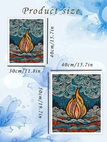 水與火,5d鑽石繪畫拼貼鑽石貼紙現代藝術刺繡圓形鑽石拼貼畫家居裝飾十字繡套裝,適用於客廳 - 彩色 - 查看 4