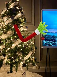 1入綠色毛茸茸的怪物精靈手,適用於聖誕樹裝飾、服裝和花環 - 彩色 - 查看 4