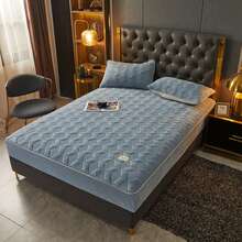 1條柔軟舒適的奶絨床單,耐用透氣的聚酯纖維床墊套,適用於臥室、客房、全季節,可機洗 - 彩色 - 查看 2