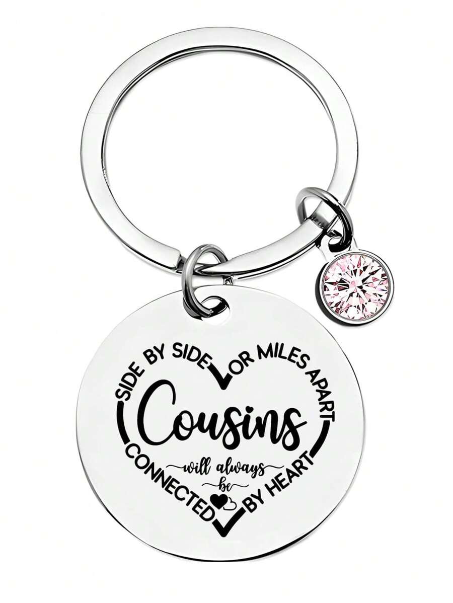 2023年新款不銹鋼兄弟之愛圓形掛飾鑰匙扣,理想的表弟/表姊禮物、節日禮物、紀念禮物,1入組 - 彩色 - 查看 1