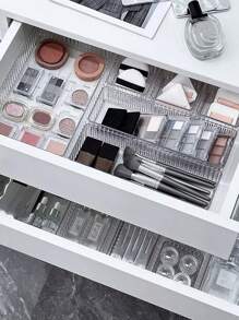 1pc Transparent Desktop Cosmetic Storage Box With Wavy Pattern Design And Drawers, Suitable For Home Use,Room,Home,Bedroom,Bathroom,House,Pink Room,Living Room Decor,Travel Stuff,Gift Bag,Gifts For Mom,Dad,Men,Friends,Teacher,Birthday,Wedding,Desk,Shelves,Accessories,Gift Boxes,Funny Gift,Storage ,Jewellery Box,Pouch,Makeup Brush Holder,Brush Holder,Perfume Organiser,Pouch Bag