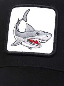 1pc Men's Shark Embroidery Baseball Cap Trucker Hat, Breathable Outdoor Adjustable Sun Hat For Spring/Summer Travel, Beach Party Street