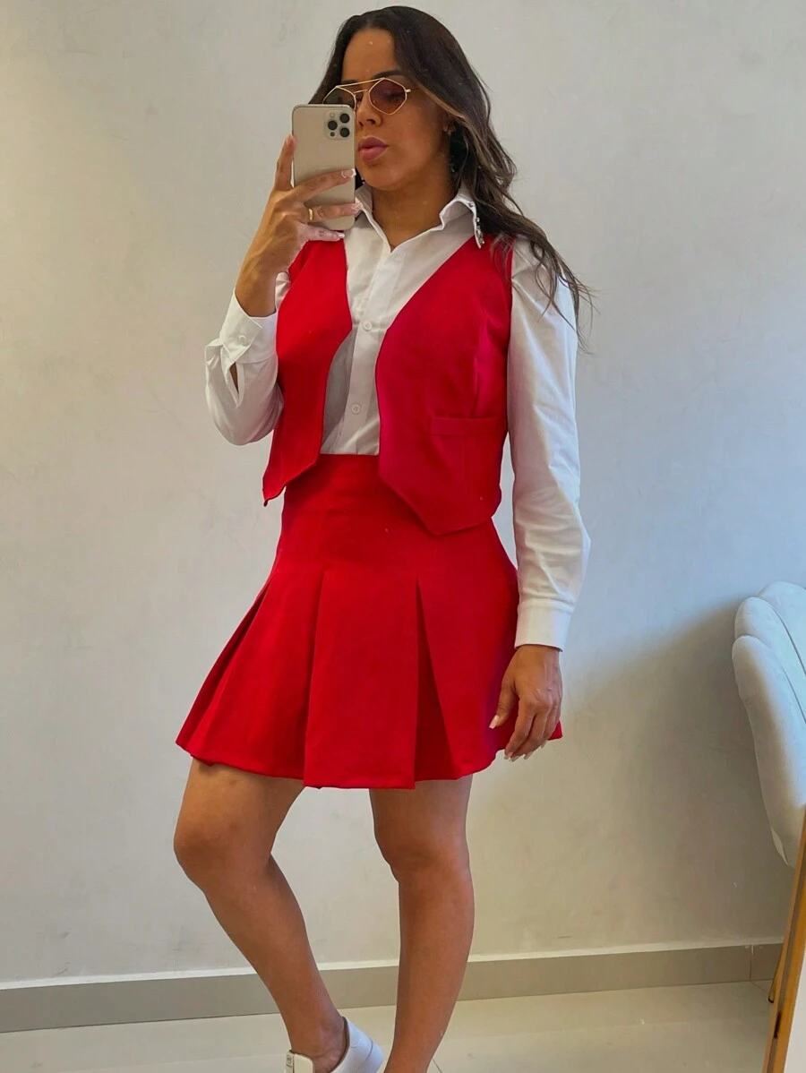 Women Skirts - 紅色 - 查看 1