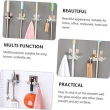 1個掃把掛架,掃把收納架,掃把夾牆掛,收納架,塑料拖把夾壁掛膠粘掛式收納架,多功能浴室收納架