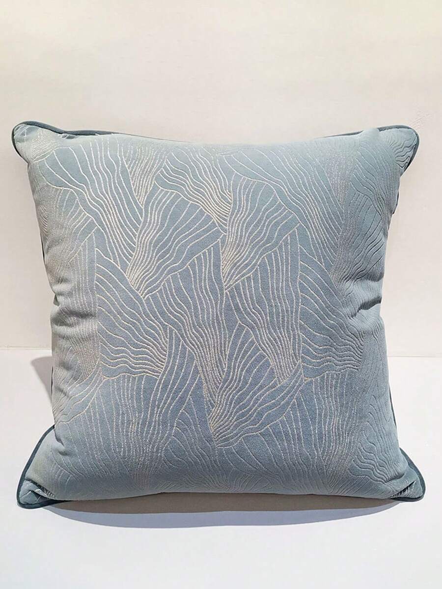 淺藍色金線圖案抱枕套,簡約風格聚酯纖維方形細絨腰枕靠墊套適合日常沙發客廳床頭椅靠背 - 淺藍色 - 查看 1