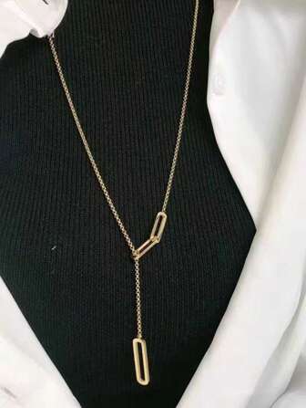 1 st Fashionabla hängande halsband i rostfritt stål med långa fransar, mångsidigt för kvinnor dagligen, fest, vattentät smycketillbehör, alla hjärtans dag present, exkluderar presentförpackning