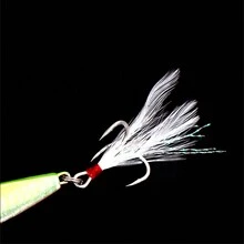 銀色金屬沉底釣魚魚餌,配有羽毛勾,模擬淡水和鹽水釣魚用餌 - 銀色 - 查看 3