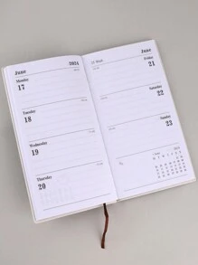 1本60張大理石圖案2024週日曆英文效率手冊,自律管理行程手冊,適用於工作備忘錄 - 粉色 - 查看 5