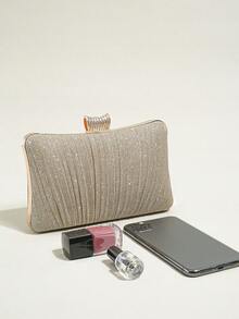 閃亮手拿包新娘和伴娘手提包優雅可拆卸鏈子晚宴包女士俱樂部聚會 - 香檳色 - 查看 4