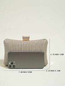 閃亮手拿包新娘和伴娘手提包優雅可拆卸鏈子晚宴包女士俱樂部聚會 - 香檳色 - 查看 6