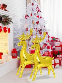 2pcs Christmas Reindeer Balloons, Christmas Decorative Balloons, Gold Reindeer Foil Balloons, Inflatable Standing Reindeer Christmas New Year Party Decorations, Suitable For Christmas Decoration, Christmas Party, Christmas Themed Events And Scene Decoration, Yard Decoration, Merry Christmas, Reindeer Theme, New Year Party Home Decor, Holiday Party Decorations - Gold - View 3