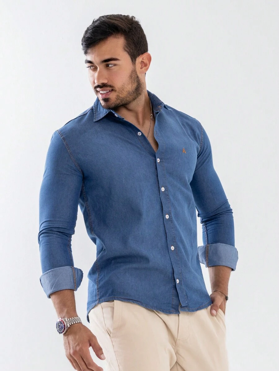 Urban Zone Jeans Men Denim Shirts - Medium Wash - View 1