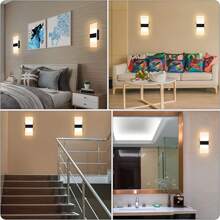 Cứng Có dây Phòng ngủ Đèn tường Led Đèn tường Trong nhà Tường Led Tường Đèn treo tường , Hiện đại Đèn tường Đen Acrylic Đèn Đối với Phòng khách Phòng ngủ Hành lang Phòng ăn Cầu thang , Ấm áp Trắng - màu đen - Xem 5