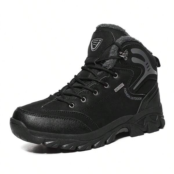 Scarpe Sportive Da Uomo All'aperto Invernale Impermeabile Antiscivolo Alte Calde Con PU, Stivali Da Trekking Neri Alla Moda, Scarponi Da Neve