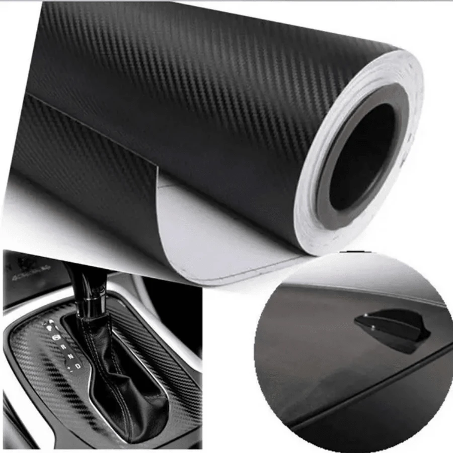 1roll 3d Black Carbon Fiber Vinyl Wrap Sticker 30x152cm - Black - View 1