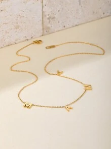Mạ vàng 18K Đơn giản Thép không gỉ Mama Dây chuyền , Của phụ nữ Qủa tặng , Hoàn hảo Đối với Mặc hàng ngày Và Như A Qủa tặng Đối với - Vàng - Xem 3