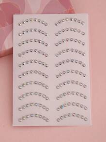 Party Joy 2入組銀色水鑽裝飾3d假睫毛貼紙套裝,適用於diy妝容、派對、假日、表演、角色扮演 - 彩色 - 查看 5