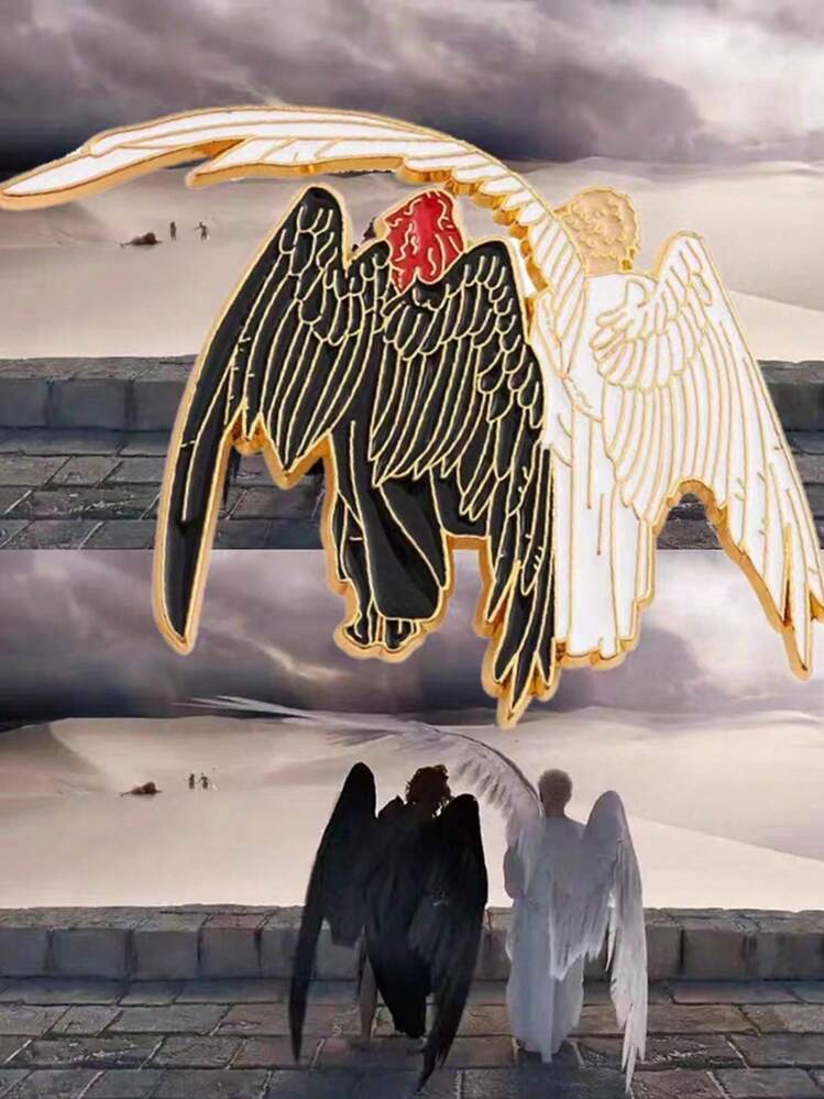 Fantasy Comedy Good Omens Ineffable Husbands Angel &  Hard Enamel Pins Angel  Badge Aziraphale And Crowley Jewelry - Multicolor - View 1