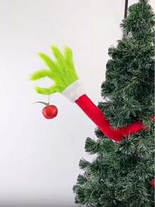 1入綠色毛茸茸的怪物精靈手,適用於聖誕樹裝飾、服裝和花環 - 彩色 - 查看 2