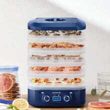 Food Dehydrator For Dried Meat, Fruits And Vegetables, Electric Dryer With 5 Stackable Trays, Adjustable Temperature Control - Blue - View 1