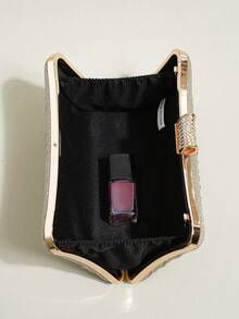 閃亮手拿包新娘和伴娘手提包優雅可拆卸鏈子晚宴包女士俱樂部聚會 - 香檳色 - 查看 5